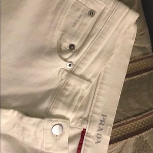 Prada white denim boot jeans
